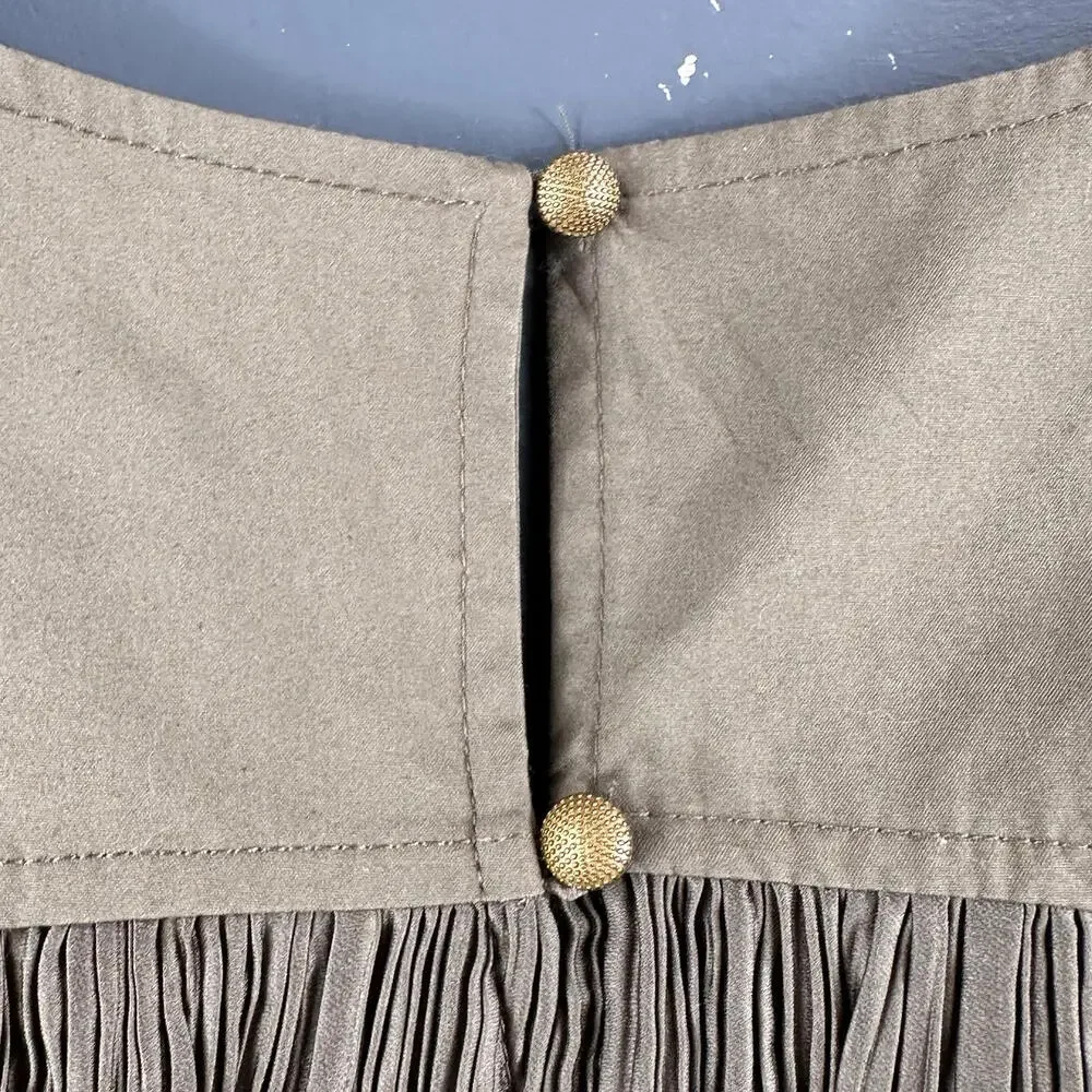 By Anthropologie Moss Green Cap-Sleeve Plissé Mini Dress Medium Scrunchy - Picture 11 of 12